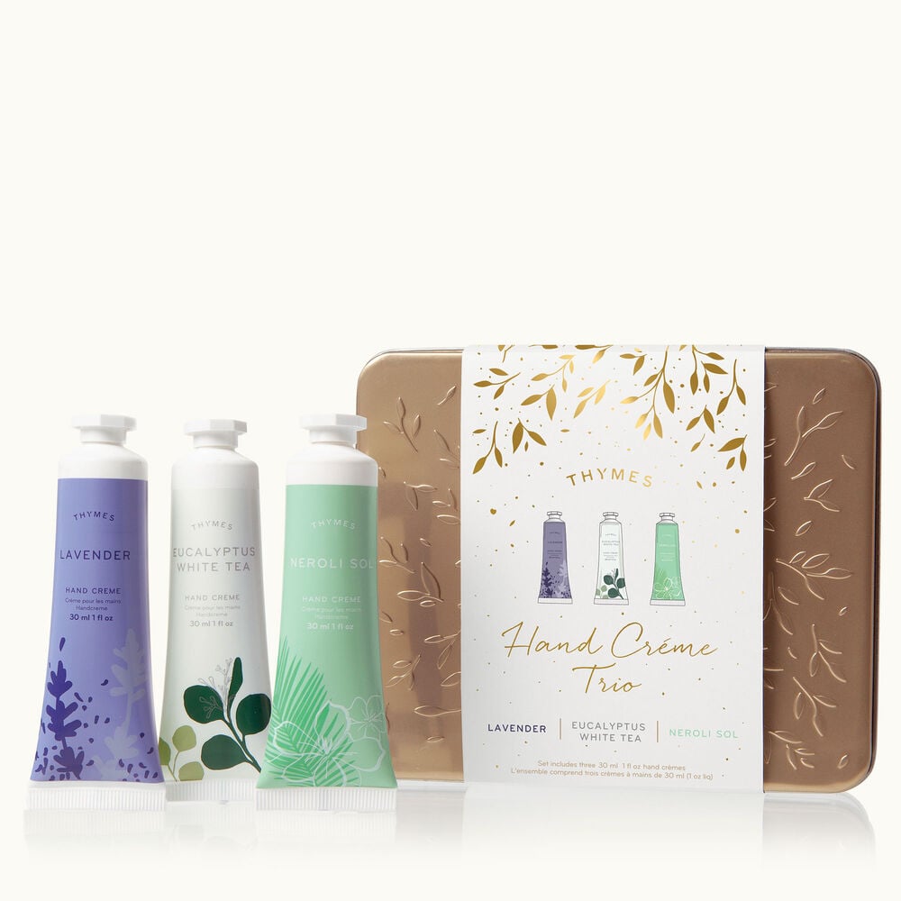 Thymes Lavender, Eucalyptus White Tea and Neroli Sol Hand Cream Trio with Travel Sized Luxury Favorites image number 0